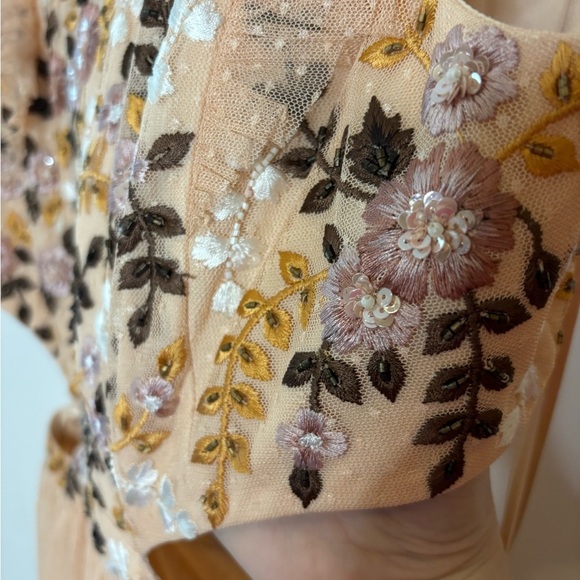 NWT Mac Duggal Cutout Tiered Ruffle Skirt Dress Peach Multi Embroidered - Picture 10 of 16